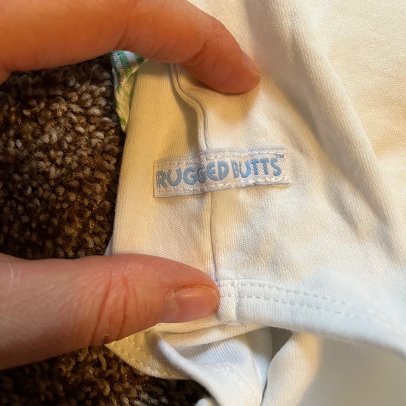 Rugged Butts White Onesie with Orange Bowtie & Buttons Green Vest 6-12 Months - Picture 4 of 4